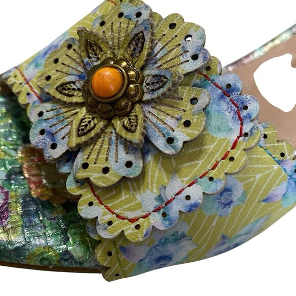 L'Artististe Floral Sandals Boho Spring Step 9.5 10 Block Heel Voguesh - Picture 9 of 15